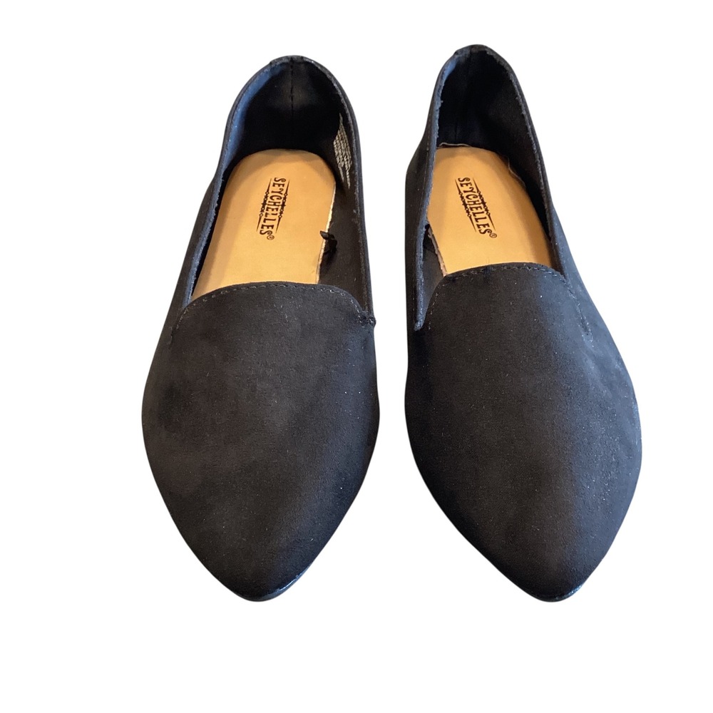 Seychelles Womens Black Faux Suede Pointed Toe Loafers Flats Size 8M EUC - Picture 3 of 8